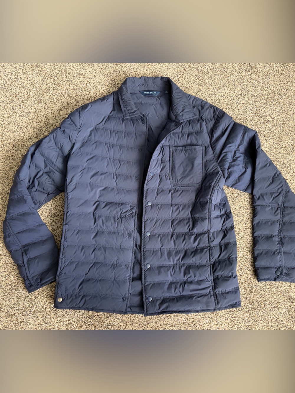 Peter Millar Navy Quilted Snap-Front Puffer Jacket
